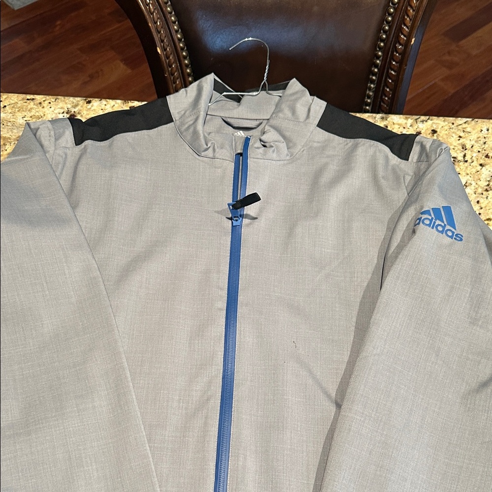 Adidas Men's Windbreaker in Gray with Blue Details
